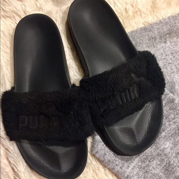 furry puma slippers